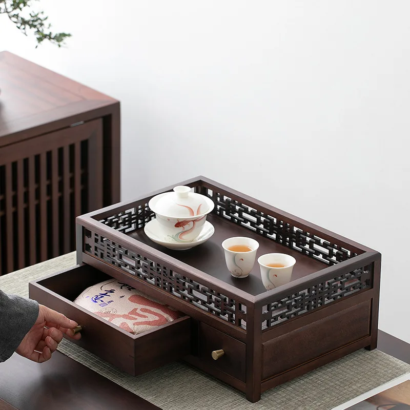 Walnut fence storage rack, tea cup rack, Duobao grid storage display, Chinese style antique, grid, tea set cabinet