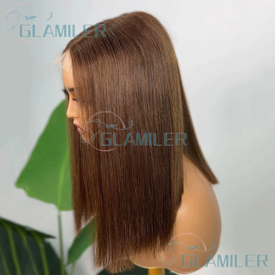 شعر بشري بني حريري مستقيم 5x5 حرير قاعدة إغلاق الباروكات قبل قطعها كامل نهاية قطع 13x6/360 كامل الدانتيل الباروكات مع عقدة ابيض