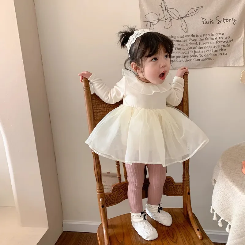 

Girls' Dress Spring and Autumn New Korean Version Baby Princess Fashion Solid Color Kids Cute Outwear Skirt