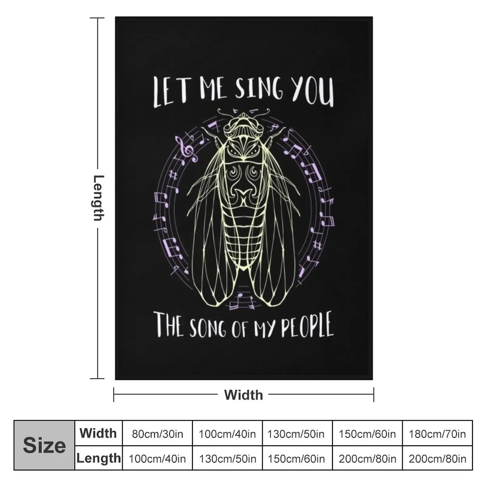 Let Me Sing You The Song Of My People Cicada Line Art Throw Blanket Hairy warm for winter Blankets