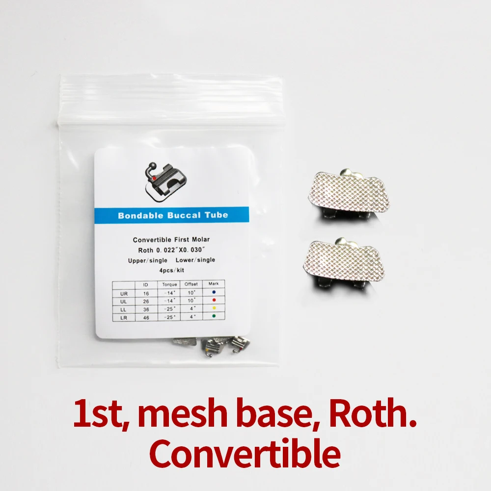 10Packs 40Pcs 1st Molar Orthodontic Mesh Base 0.022 Roth Single convertible Buccal Tube