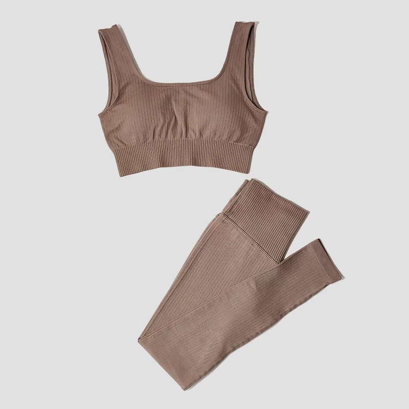 Conjunto de ropa deportiva para mujer, mallas deportivas de cintura alta, Sujetador deportivo, ropa de gimnasio, conjunto de entrenamiento, traje