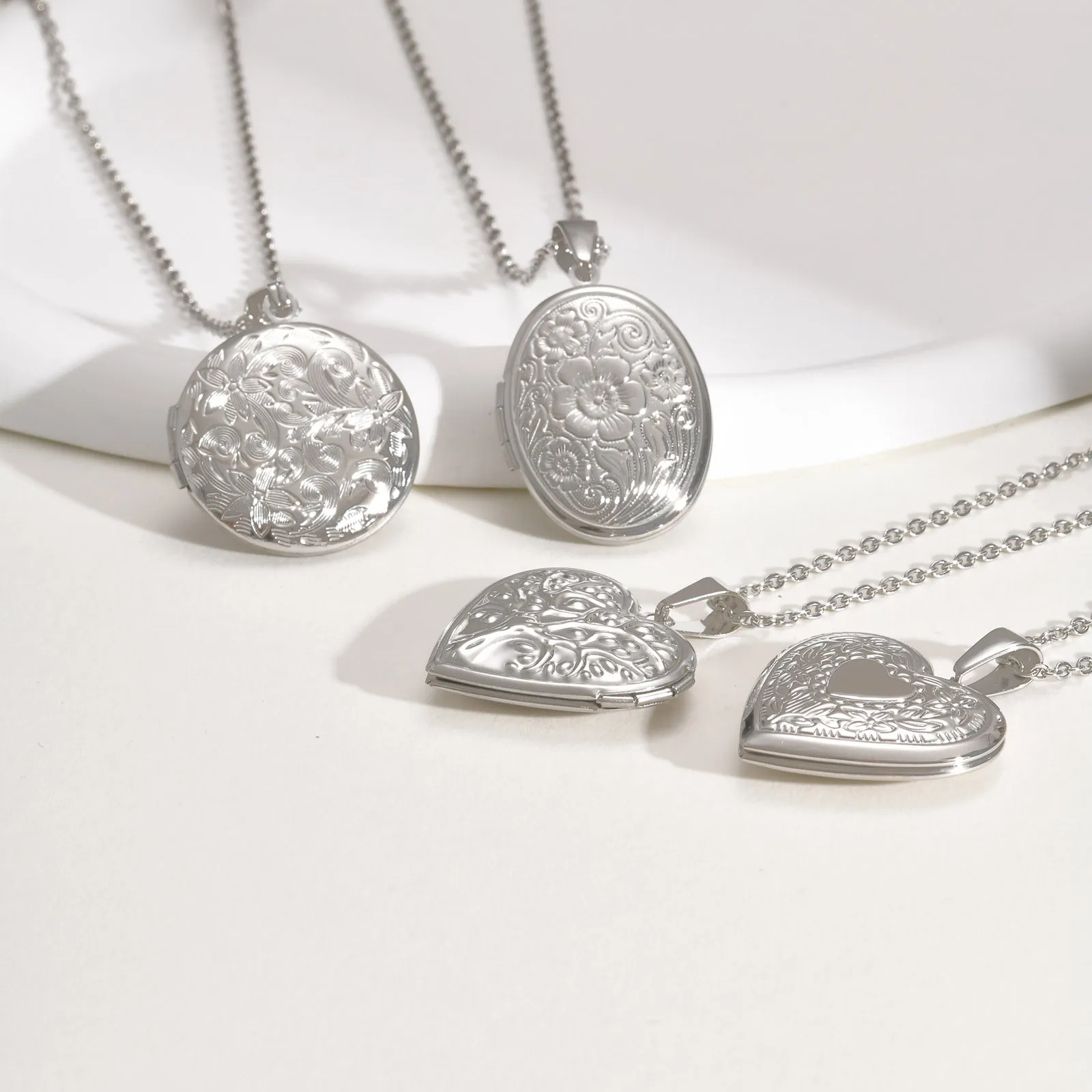 Vnox-collares con colgante de fotos de corazón delicado, medallón de palabras con imagen personalizada de Color dorado y plateado de acero inoxidable, regalos de joyería para mujer