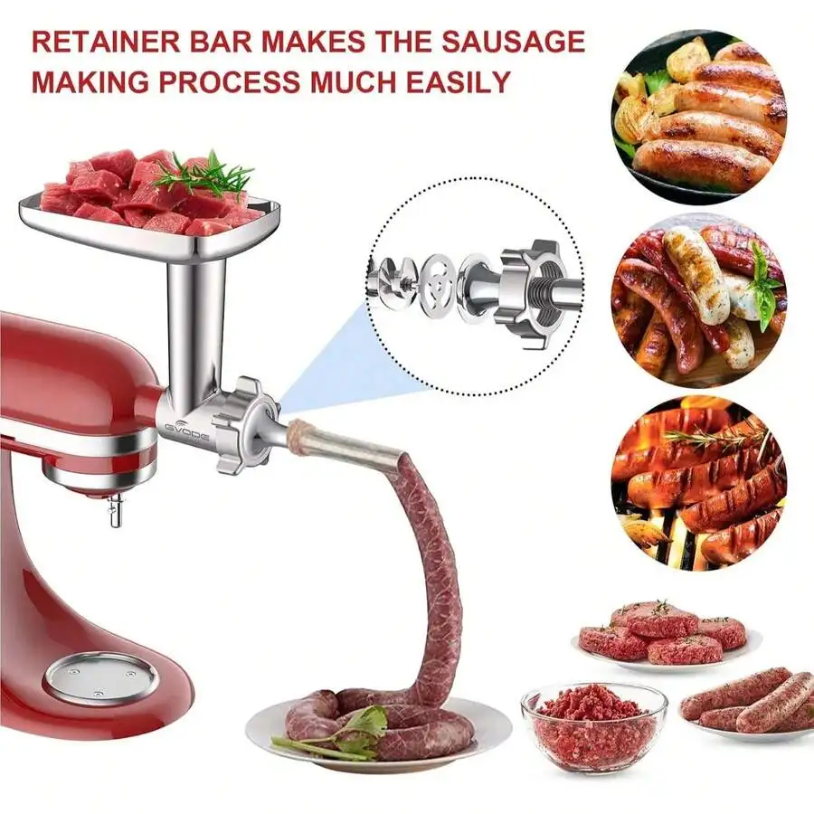 12Pcs Stainless Steel Stand Mixer Accessories Set, Multi-Functional Meat Grinder Attachment Kit With Grinding Plates, Sausage Tu