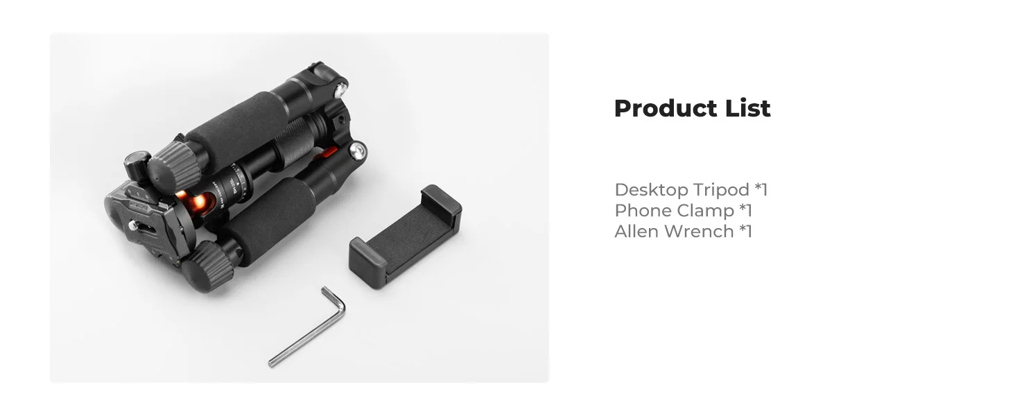 K&F CONCEPT S225A0 52cm Mini Tischstativ mit 360° Kugelkopf, 1/4'' Schnellwechselplatte für Kamera und Video Kompakte Desktop Stative – Detail 11