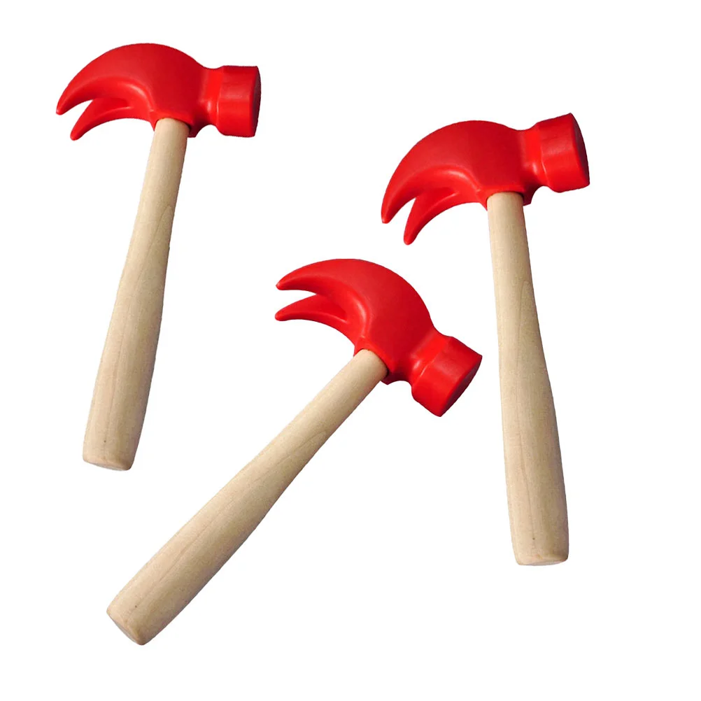 

3 Pcs Simulated Small Wooden Hammer Children Playthings Claw Red Toy Funny Simulation Dexterity