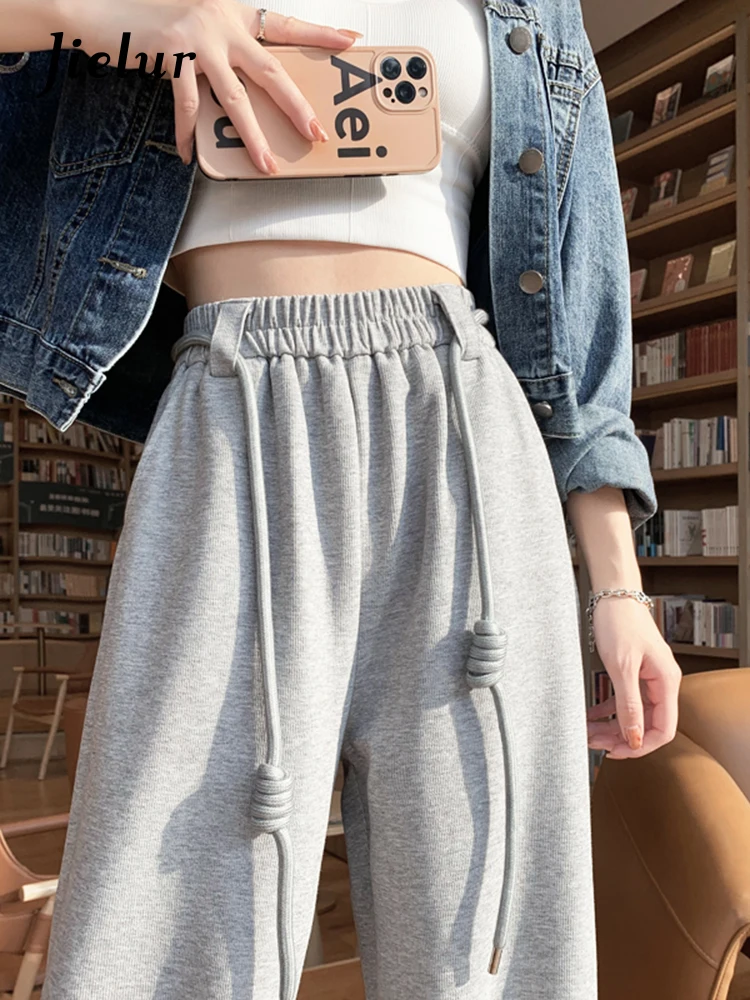 Imagem -06 - Jielur Branco Sweatpants Perna Larga Calças Esportivas para Mulheres Primavera Verão Nova Reta Estilo Americano Calças Casuais Femininas S-xl