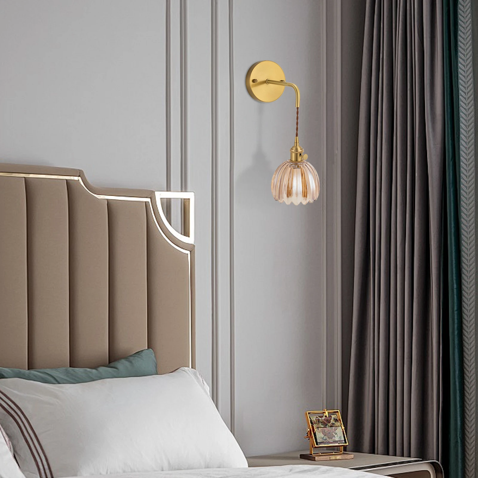 

Винтажный настенный бра с цветочным принтом и подвесным шнуром, настенный светильник без лампы, простая установка для гостиной