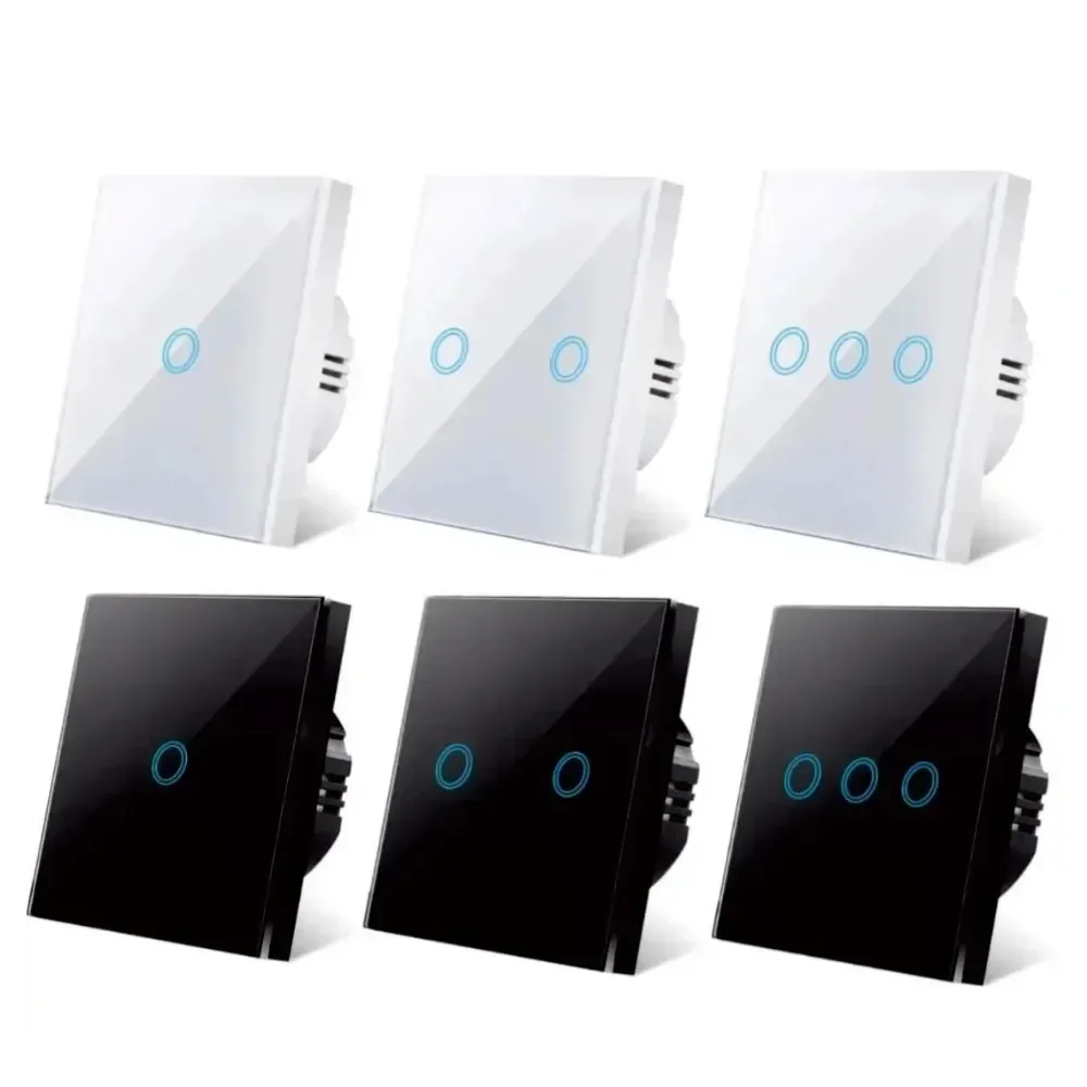 

LED Crystal Glass Panel Wall Lamp Light Switch 1/2/3 Gang AC100-240V LED Sensor Switches Interruttore EU Touch Switch