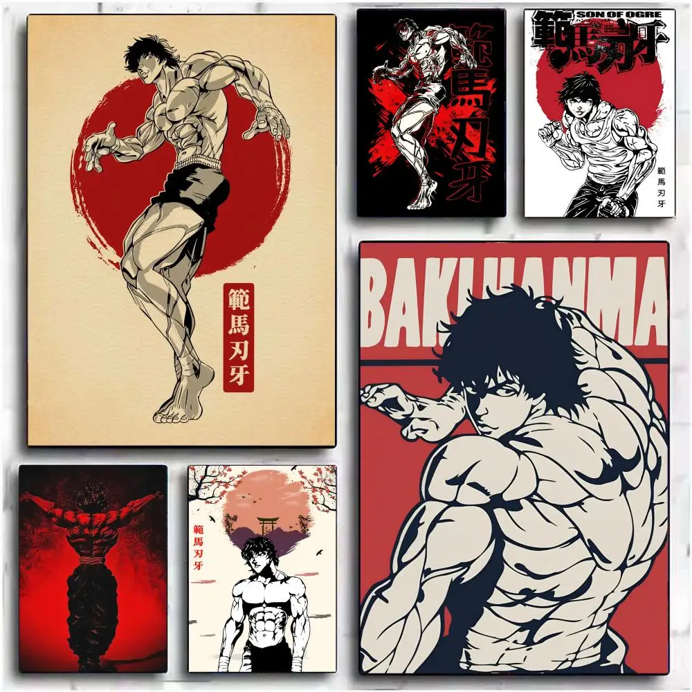 1pc Anime Baki Painting Calligraphy Canvas Poster Wall Art interior Hallway Home Decoration Holiday Gifts