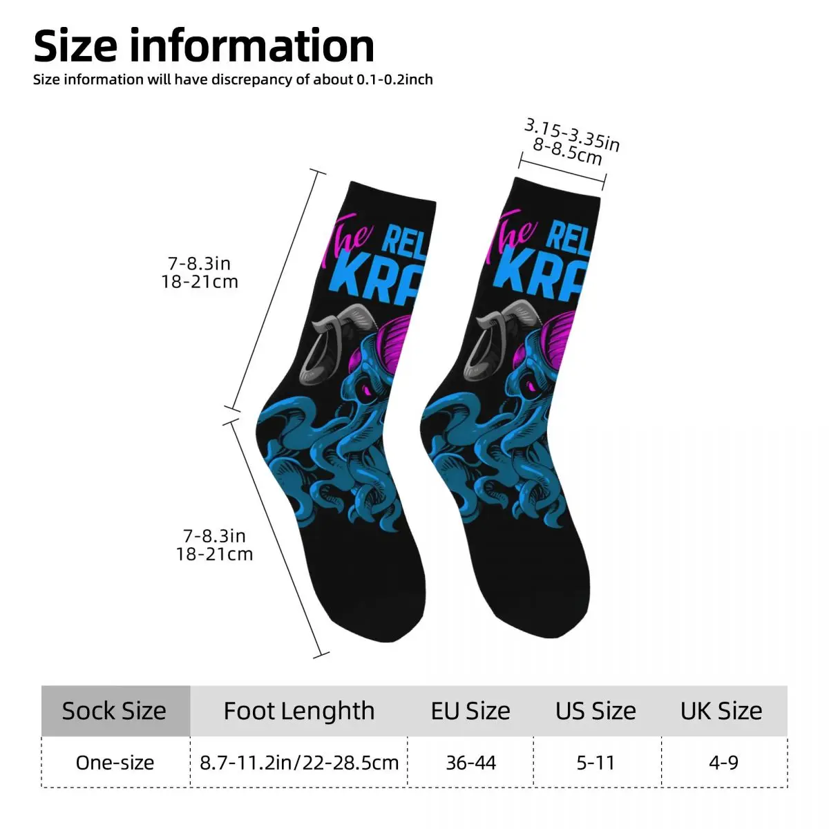 Calzini da uomo giganti Sea Monster Retro Harajuku Kraken Street Style novità Seamless Crew Sock