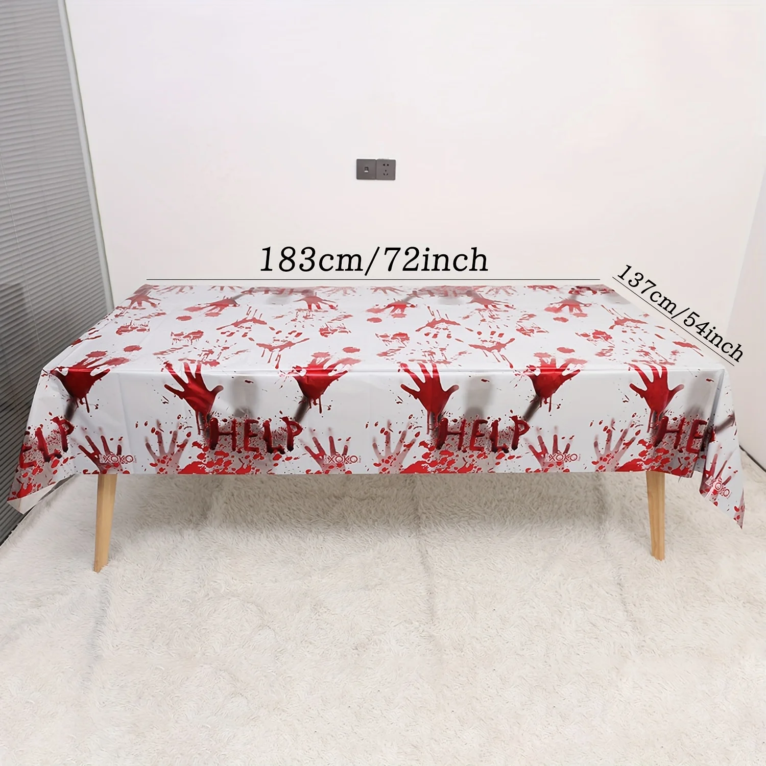 1Pcs Halloween Bloody Handprint Tablecloth Disposable Plastic Horror Party Dinner Table Scene Decoration Supplies