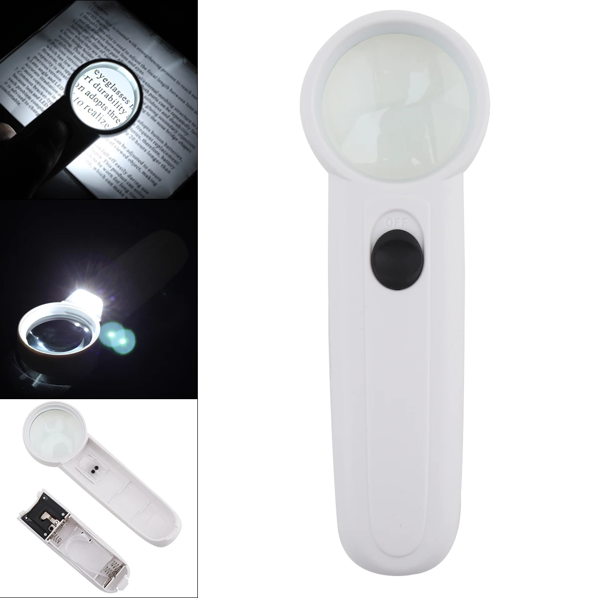 Multifunctional 15X Magnifier Lamp Portable Handheld Jewelry Loupe Reading Map Newspaper Magnifying Glass Tool with LED Light