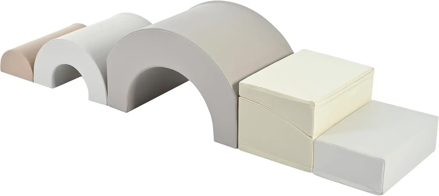 Conjunto de jogo macio arco-íris, brinquedos de escalada macios para crianças com escorregador dobrável, blocos de espuma macia para bebês internos para escalada e crawli
