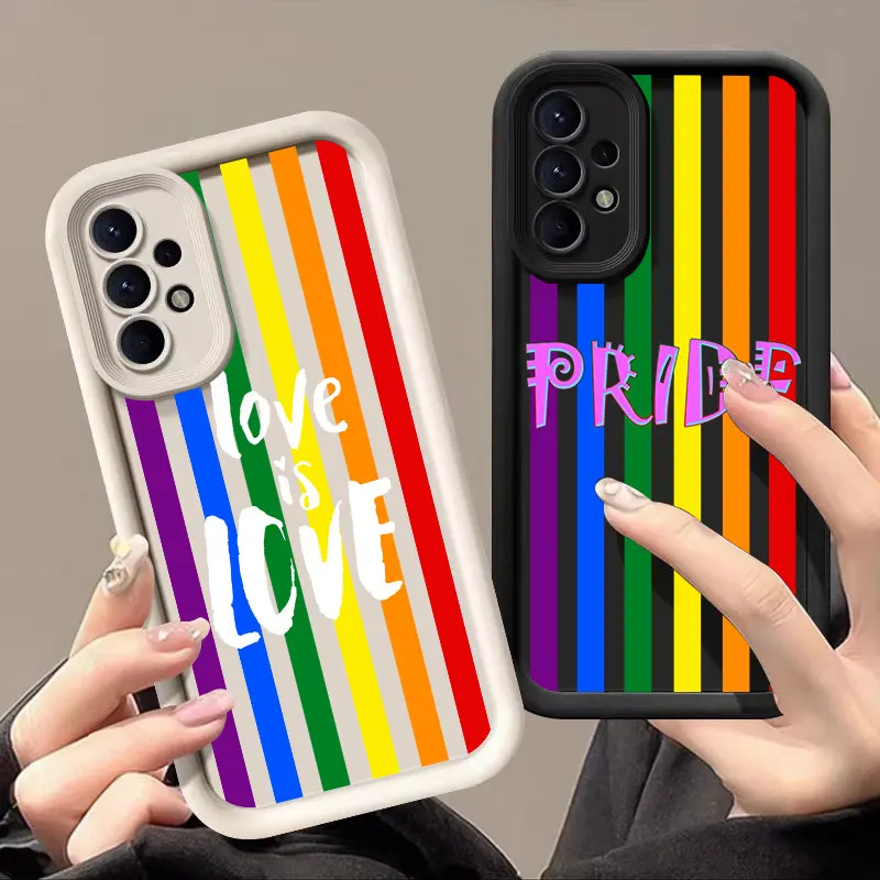 LGBT Rainbow Love is Love Pride Flag Case For Samsung Galaxy A27 A57 A56 A37 A36 A17 A07 A26 A16 A06 A55 A52 A14 A73 Soft Cover