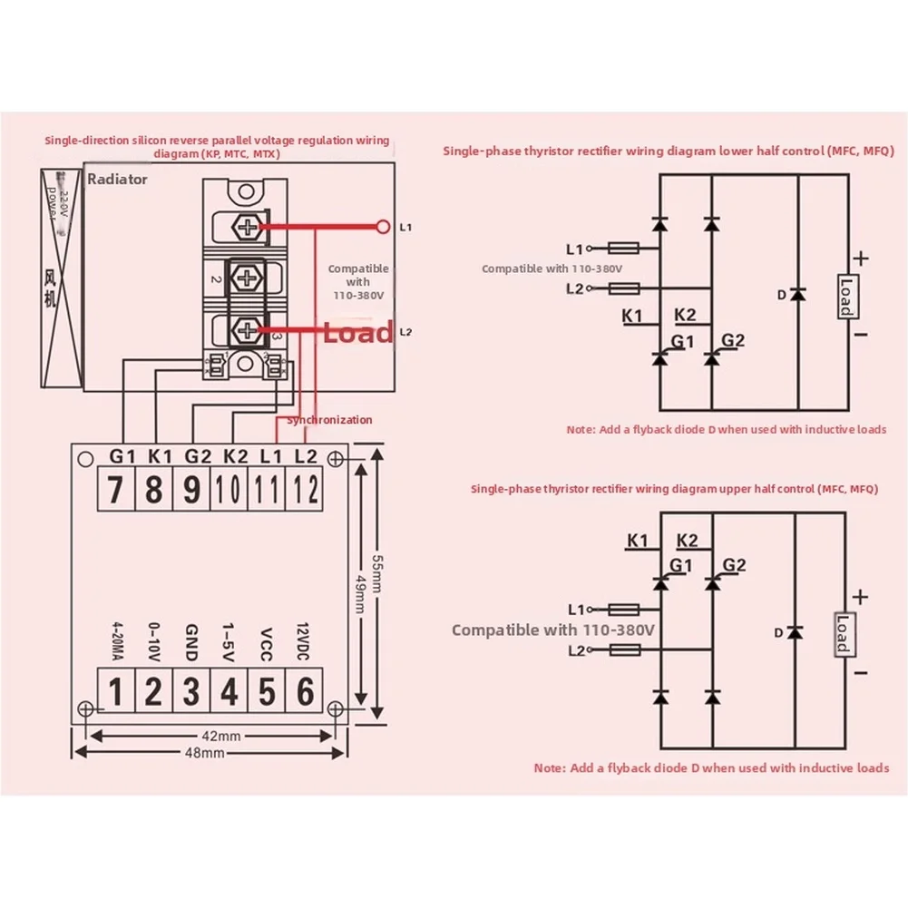 SCR-A Single Phase Thyristor Trigger Board Voltage Regulator Temperature Control For 220V 380V AC 4-20mA 1-5V Signal Input