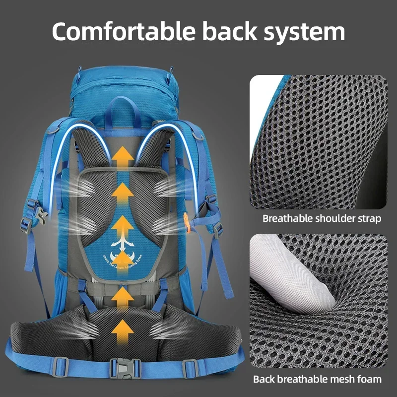 80L Travel Sports Climbing Backpack Large Capacity Outdoor Hiking Trekking Mountaineering Bag Shoes Compartment Camping Rucksack