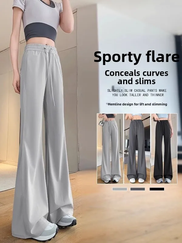 

Ice Silk High Waist Thin Casual Pants Women Summer Cool Lightweight Yoga Qui Dry Sports Trousers Loose Fit Comfortable