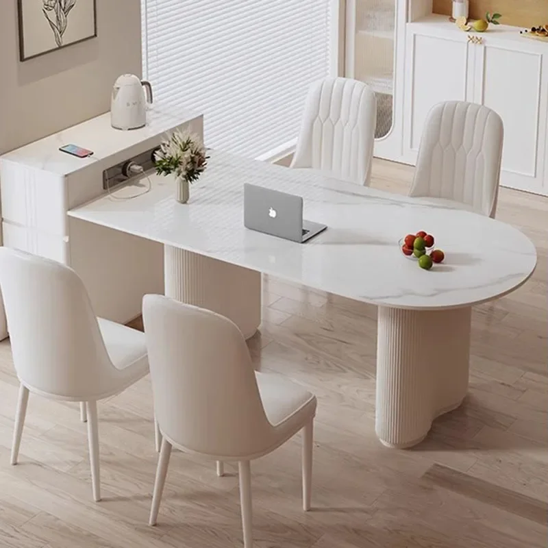 

Modern Kitchen Table Sliding Dining Restaurant Tables Round Dinning Portable Foldable Mini Furniture Mesa Luxury Mid Century