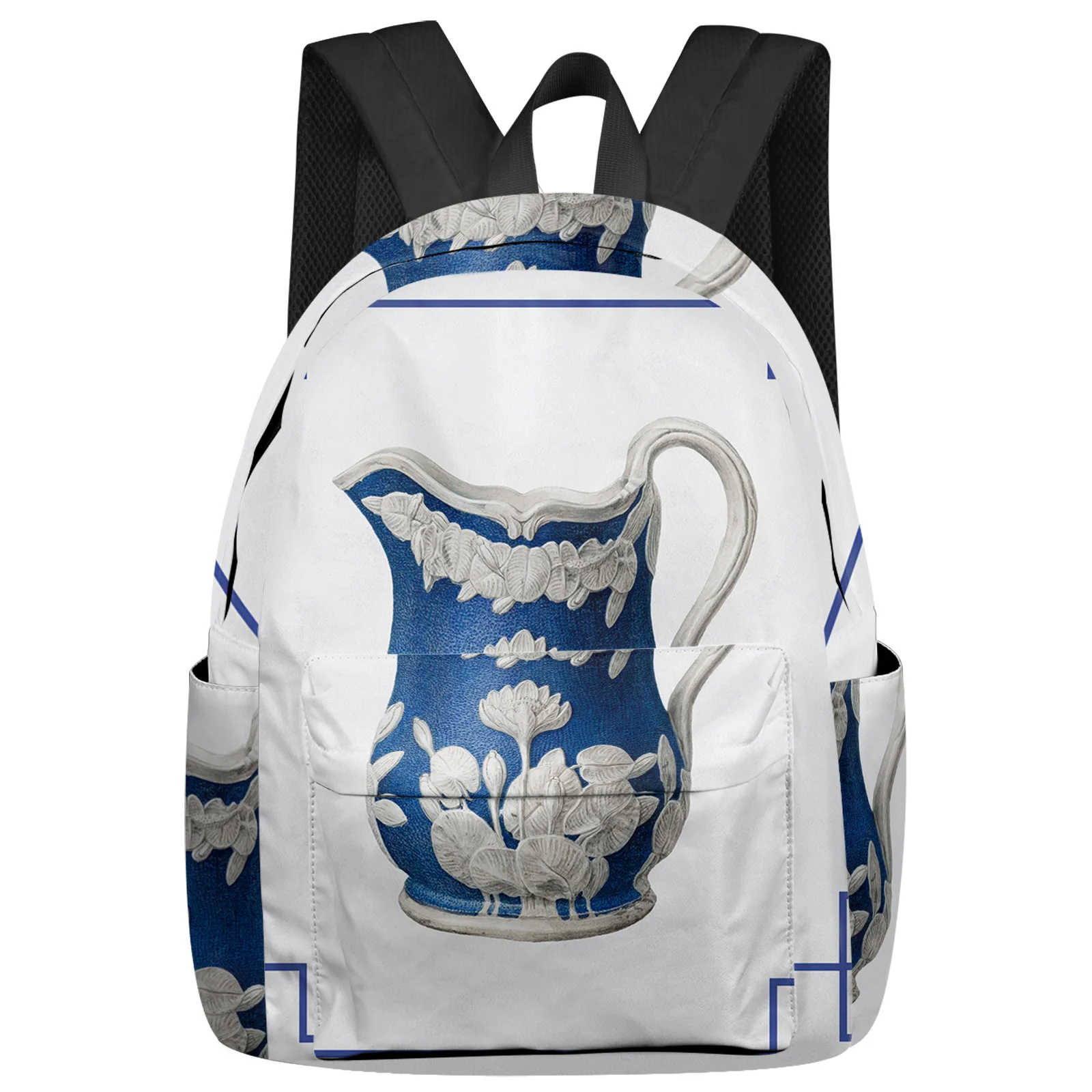 

Vintage Blue And White Porcelain Chinese Style Backpacks Custom School Bags Laptop Backpack Men Women Female Travel Mochila