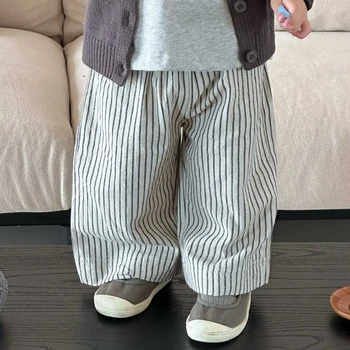 Kids Striped Harem Pants 6 Boys Girls Linen Cotton Stripe Trousers For Children's Clothes Fall Spring Boy Loose Casual Harem Pants Kids Long Pants for 1-6T 6