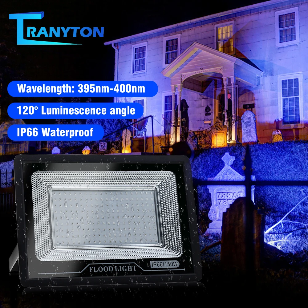 UV Flood Light Lamp 50W 100W UV Curing Party Stage Blacklight for Parties Curing Glue 395nm Halloween Fluorescent Stage lights