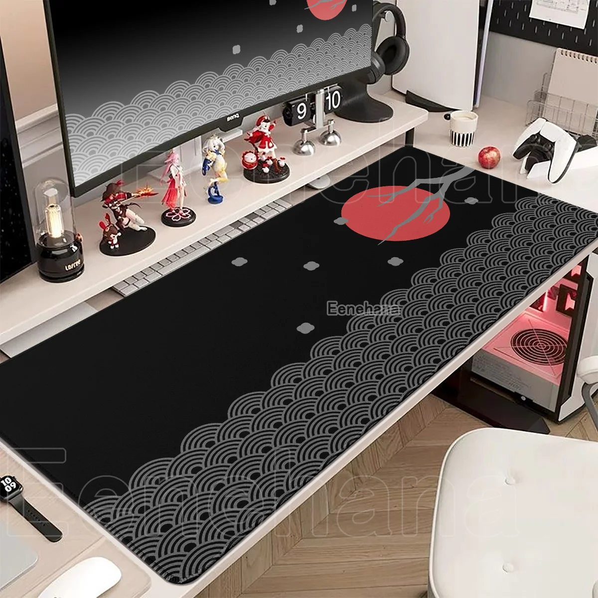 

Luxury Minimalist Mats Japanese Art Waves Large Mouse Pad Black Gamer Accessories Keyboard Anti Slip XXL Setup Gaming Decoration