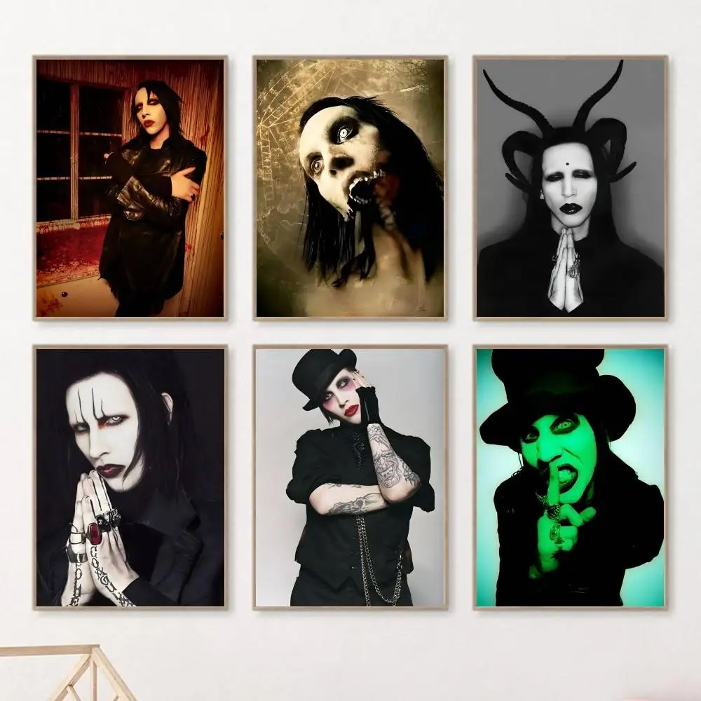 Rock Singer M-Marilyn M-Manson Posters HD Print Vintage Wall Art Decor for Home Study Room