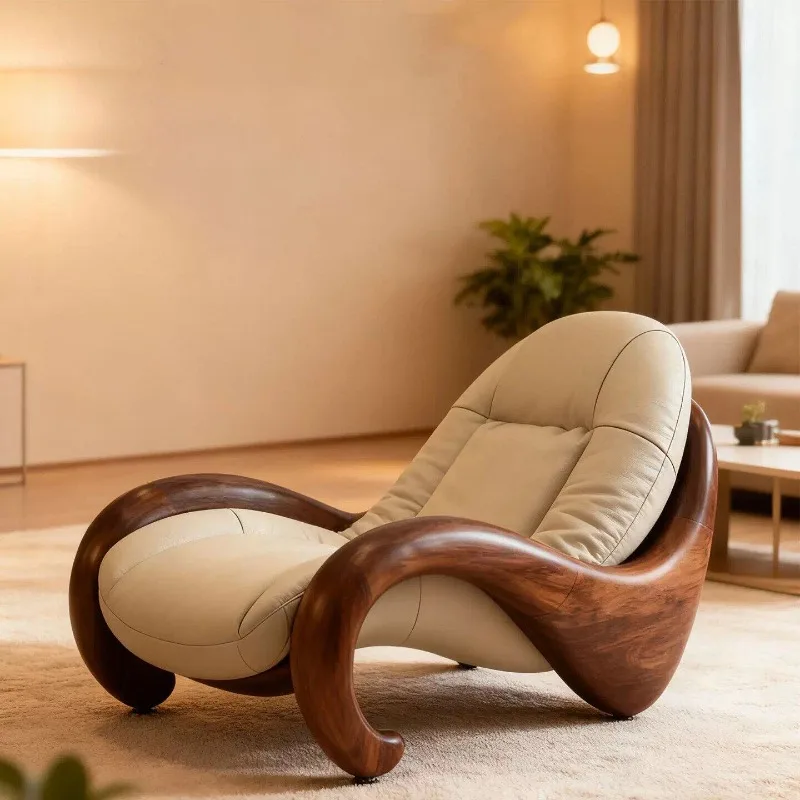 Sillones de Salón para Dormir y Relajarse, Sillón de Salón Extra Grande y Cómodo de Lujo, Muebles de Salón de Madera de Alta Calidad