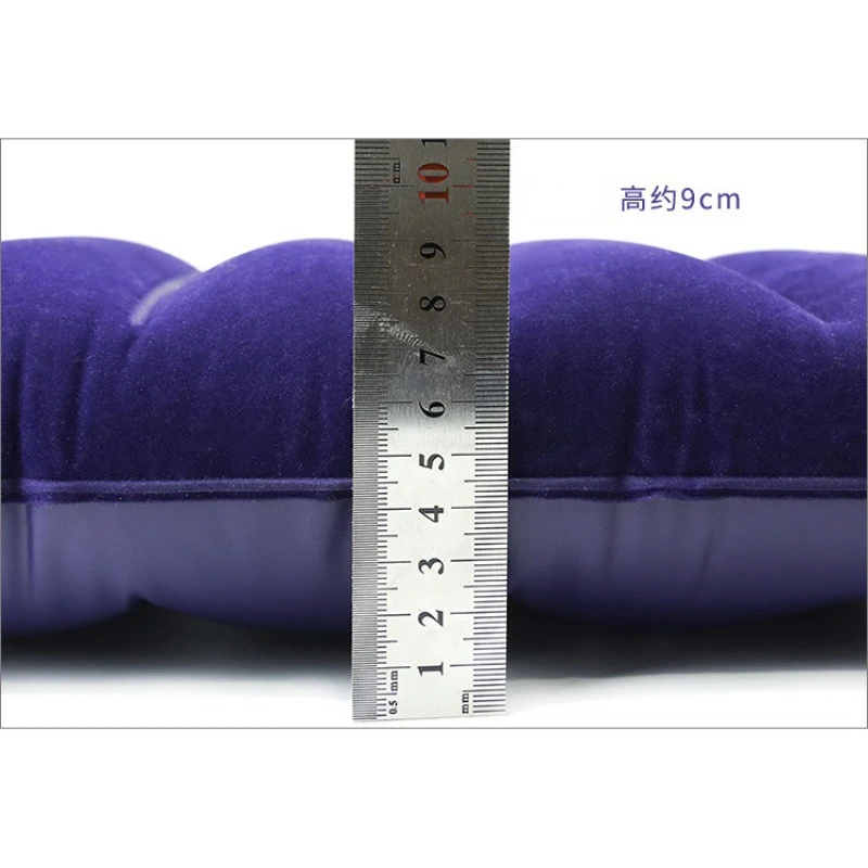 Air Inflatable Pillow Outdoor Travel Portable Folding Double Sides Flocking Cushion for Travel Plane Hotel Home Pillow