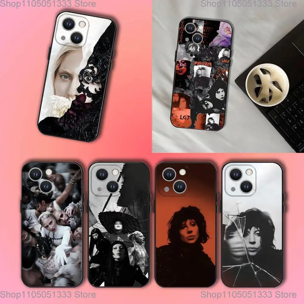 

Singer L-Lady-GagaS Mayhem Phone Case For iPhone 16,15,14,13,12,11,Pro,XS,Max,XR,Plus,E,SE4,Mini Black Soft Cover