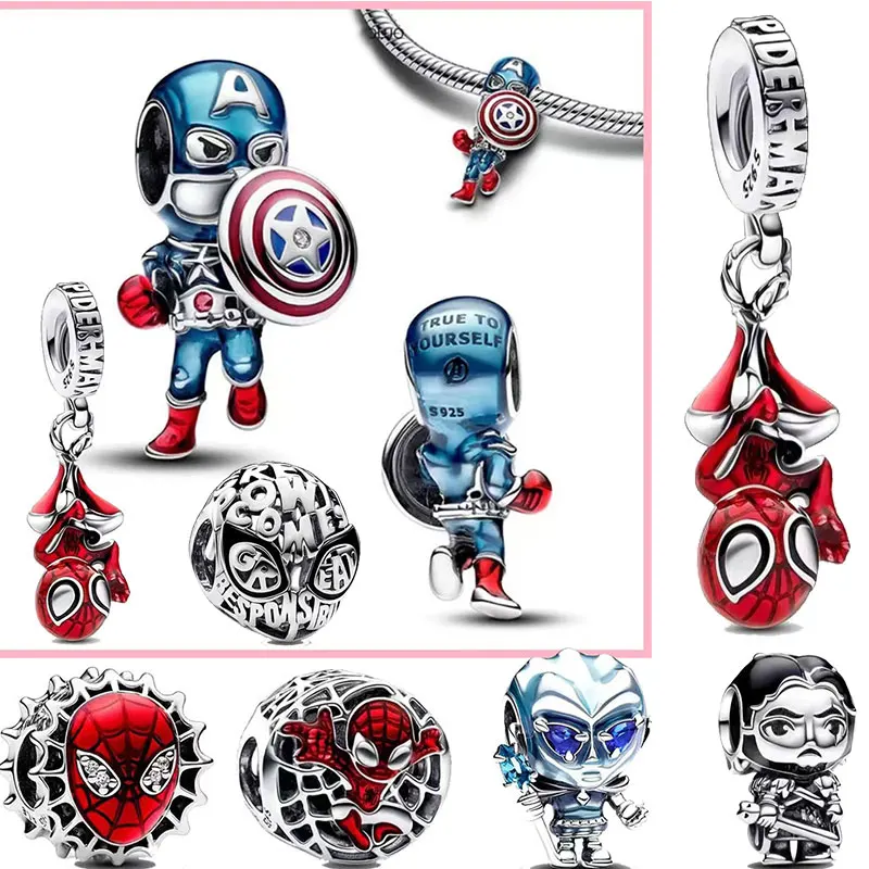 New 925 Sterling Silver Spider Man Charm Bead Pendant Suitable for Pan Original Pandora DlY Bracelet Women's Jewelry Gifts