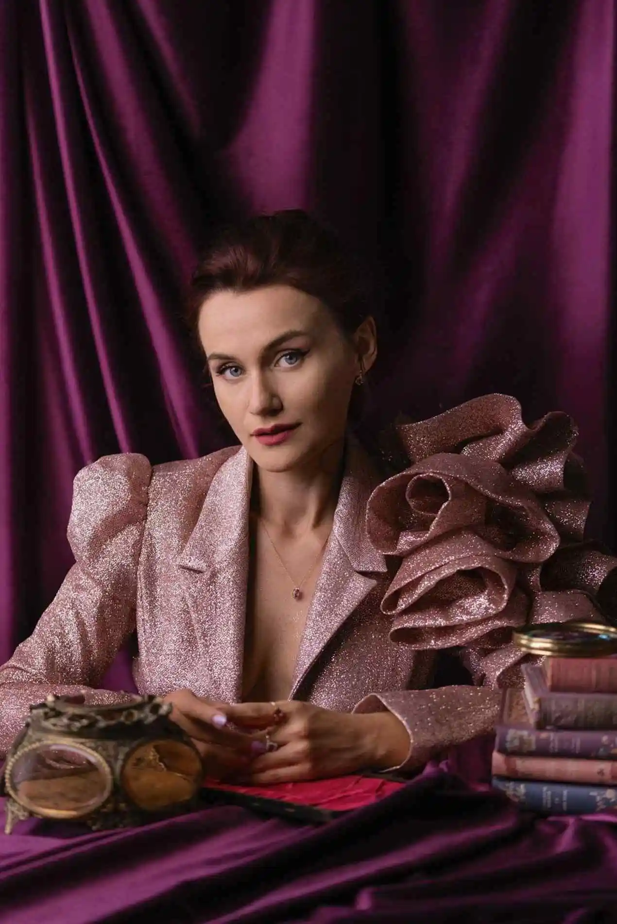 Bling Pink Women Blazer Dress Tiered Ruffles Long Sleeve Party Gown Custom Made Street Power Formal Wear One Piece