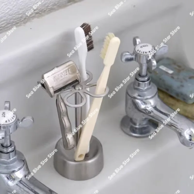 5 colors~ {industrial art toothbrush holder} stainless steel petal partition toothbrush socket metal