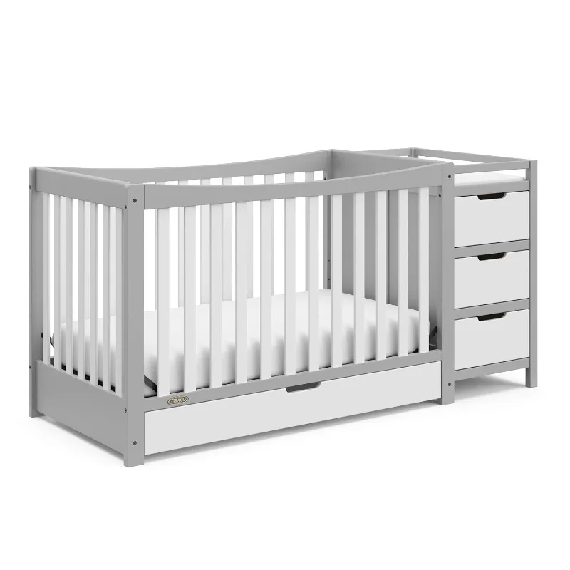 4-In-1 Convertible Crib & Changer With Drawer, Crib And Changing-Table Combo, Converts To Toddler Bed, Full-Size Bed