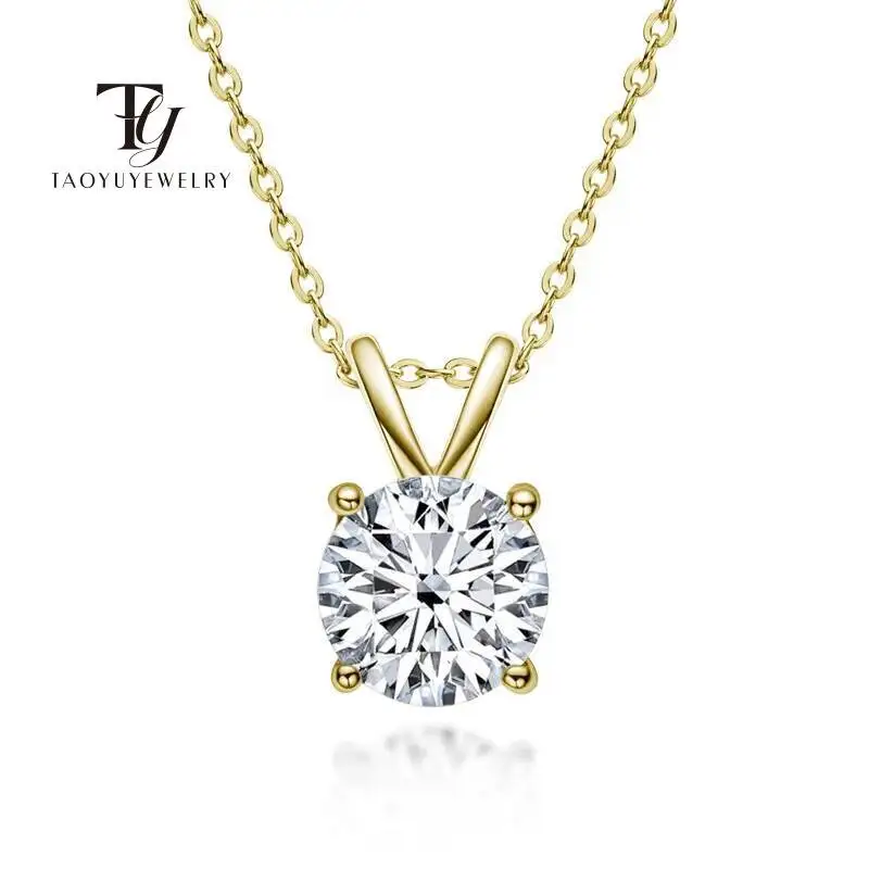 

TY 925 Sterling Silver 1-5 Carat Moissanite For Women Sterling Sier Plated D Color Dia Engagement Wedding Necklace Fine Jewelry