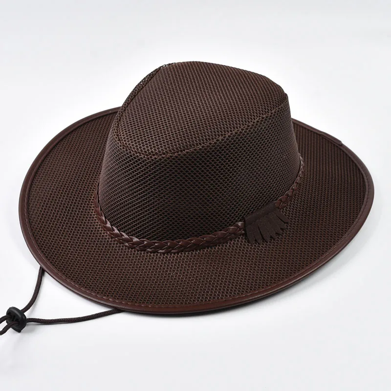 Herren Western Cowboyhut Frühling & Sommer Mesh-Stoff Atmungsaktiver Sonnenhut