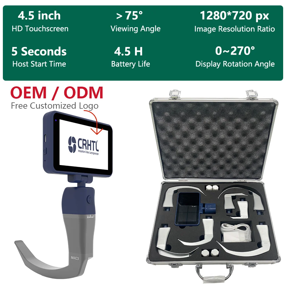 Anesthesia Video Laryngoscope, 4.5 inch HD Touchscreen with 6 Blade, Reusable Video Laryngoscope, Video Endoscope for Intubation