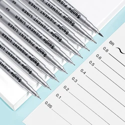 Kit of 9pcs Fine Tip Pen Set, Waterproof Permanent Fineliner for Calligraphy Drawing