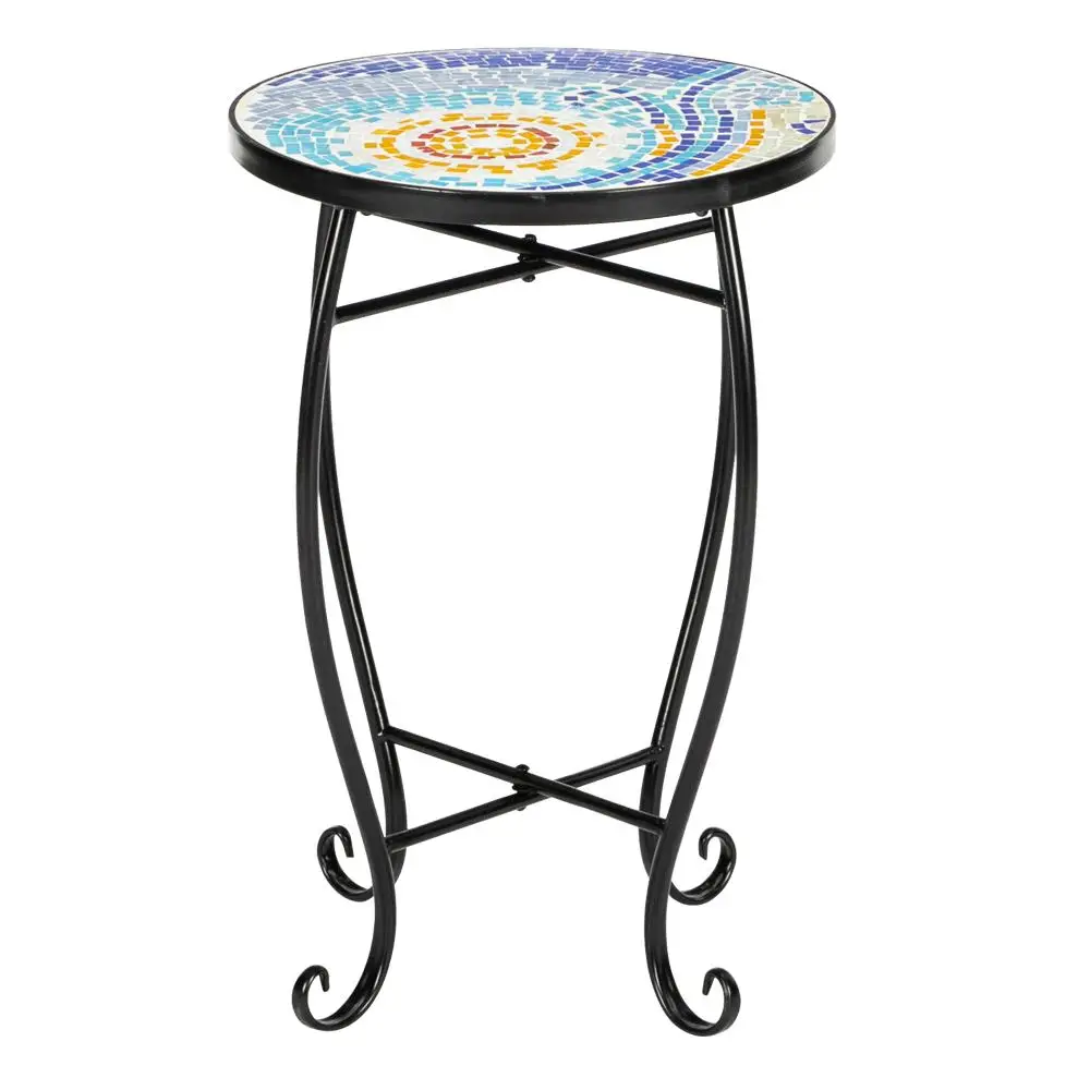 Artisasset Blue Hawaiian Sun Mosaic Round Bistro Table for Terrace Outdoor Dining