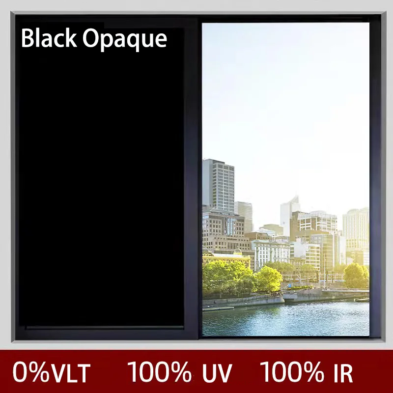 Window Privacy Film Opaque Black Glass Window Film Stickers UV Blocking  Self-Adhesive Blackout 100% Privacy  for Home Office