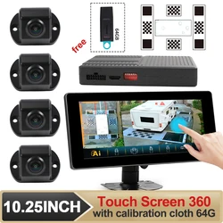 Carsanbo For VAN RV BUS Truck Digital HD Ai 3D Around View 360 Camera System 1080P With 10.25 in Touch Screen Calibration Cloth