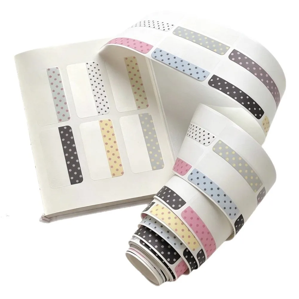 100Pcs/Roll Kawaii Polka Dot Index Tabs Writable Self Adhesive Index Stickers Classification Page Markers Students