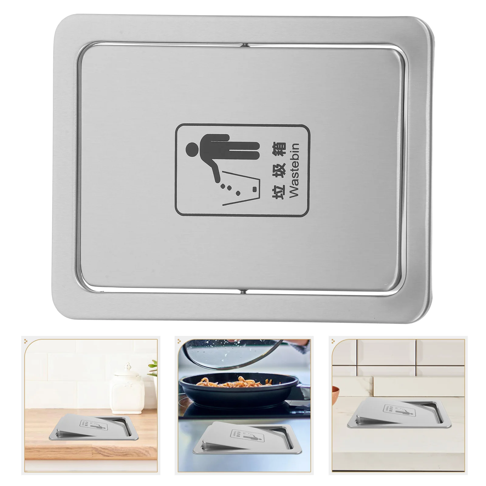 

Embedded Trash Can Lid Stainless Steel Kitchen Garbage Disposal Drain Cover Bathroom Sink Stopper Counter Top Cover
