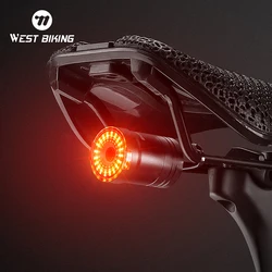 WEST BIKING Smart Bicycle Flashlight MTB Road Bike Rear Light Auto Start/Stop Brake Sensing IPX6 LED Charging Cycling Taillight