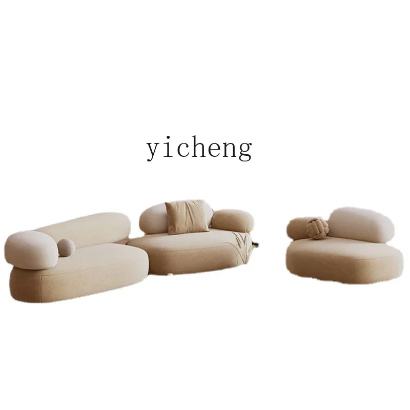 ZC Cream Style Fabric Sofa Living Room Special-Shaped Combination Pebble Creative Designer Module Arc Furniture Sofa