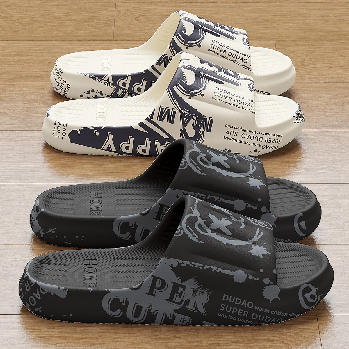 Zomer Plus Size 48-49 Graffiti Beer Print Mannen Slippers Thuis Slippers Dikke Paar Vrouwen Strand Schoenen Sandalen