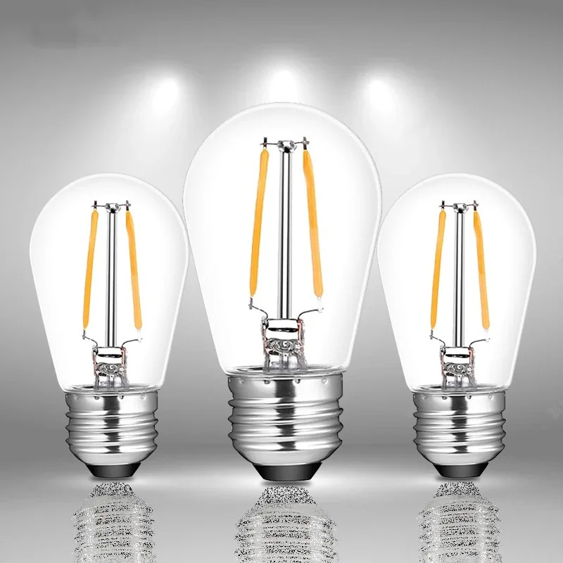 سلسلة الطاقة الشمسية ضوء لمبة استبدال التيار المتناوب 220 فولت 110 فولت شاتيربروف LED لمبات S14 E27 1 واط 2 واط اديسون مصباح بفتيل لمبات 2700 كيلو #1