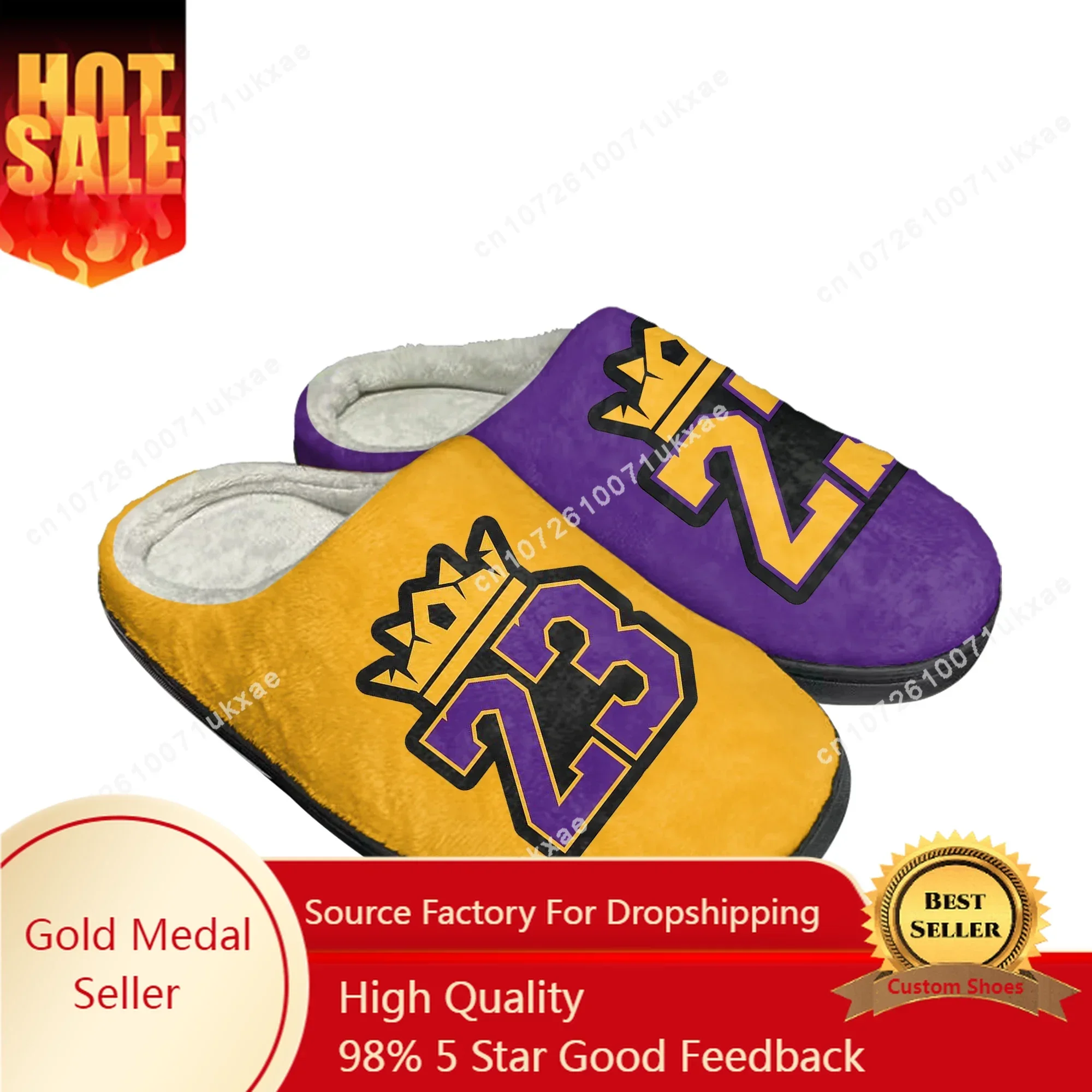 Los Angeles Basketball King Number 23 6 Home Cotton Slippers Mens Womens Plush Bedroom Casual Keep Warm Shoes Customized Shoe