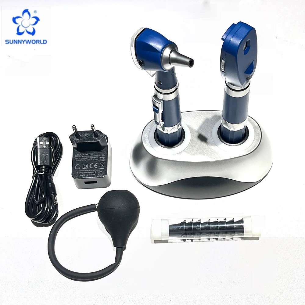 Veterinary diagnostic equipment 3-in-1 set with ophthalmoscope, retinoscope and otoscope for animal eye examinations